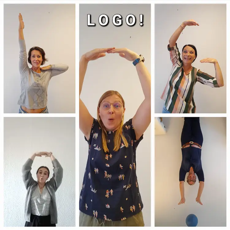 Therapeuten stellen das Wort Logo dar